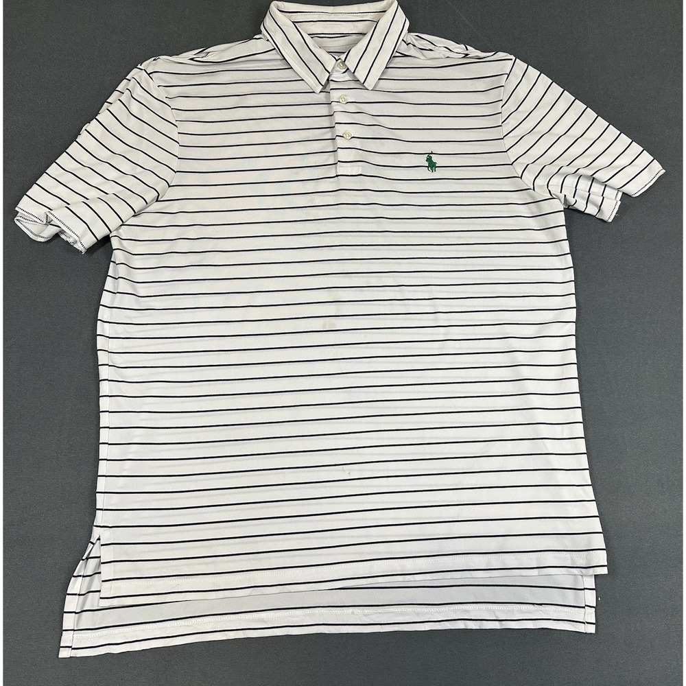 Ralph Lauren Striped Golf Polo Shirt Mens Size L/XL Polyester Blend